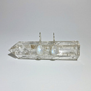 Серьги с лунным камнем (адуляр), р-р камня 10*13 мм фото
