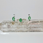 Гарнитур берилл (серьги,кольцо 16,5 р-р), р-р камня 4*7 мм фото
