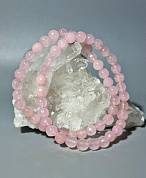 Браслет розовый кварц (граненый шар 6 мм), 17 см фото
