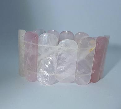 Браслет розовый кварц (р-р камня 15*33-15*40 мм), 18 см фото
