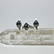 Гарнитур гематит (серьги,кольцо 17 р-р), юв.сплав с покрытием серебра фото
