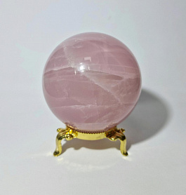Шар розовый кварц с астеризмом, диаметр 70 мм фото
