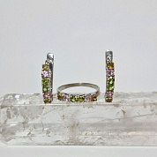 Гарнитур турмалин (серьги,кольцо 18,5 р-р) фото

